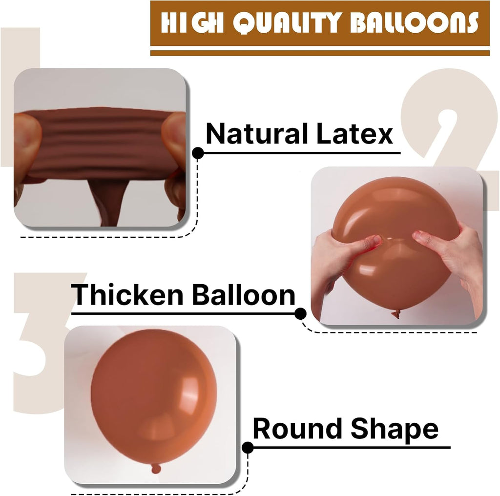 PartyWoo Dark Brown Balloon Arch Kit - 127pcs in Various Sizes for Birthday & Baby Shower Decor
