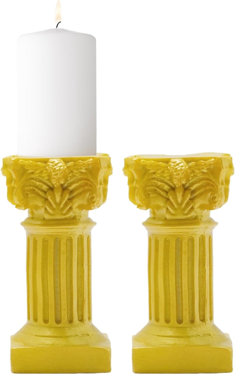 Saihisday Miniature Roman Pillar Columns - Resin Candle Holders for Wedding & Christmas Decor | 5 Pcs, Yellow