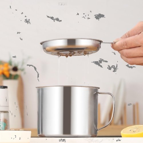 YYJINGYOU Grease Container with Fine Mesh Strainer kitchen oil storage tank pot 1.3L