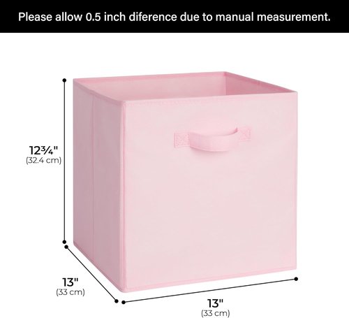 Cupic Cupid Storage Cubes - 6 Pack Collapsible Open Bins with Handles | Pink Organizer for Clothes & Toys