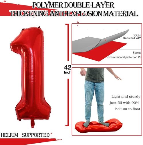 GOER Jumbo 18 Inch Foil Balloons - Sweet 18 Birthday Party Decorations | Red Helium Balloons