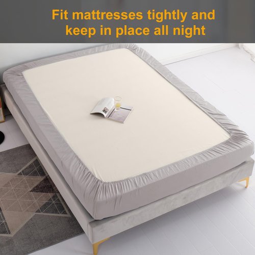 MILDLY Deep Pocket Fitted Sheet Only King Size 76"x80" 100% Long Staple Cotton Light Grey Pink Breathable Bottom Sheet Fits Up to 14" Deep Mattress
