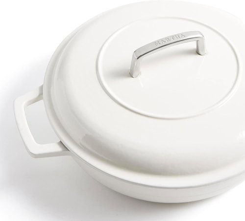Martha by Martha Stewart 3.5 QT Enameled Cast Iron Braiser with Lid - Elegant Crescent Moon Finish