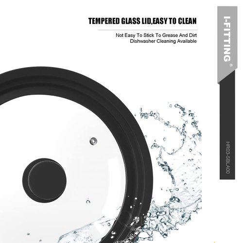 Universal Lid for Pots,Pans And Skillets,HR Huare Technology Tempered Glass with Heat Resistant Silicone Rim,Dishwasher Safe,Fit Cookware 11”,12”, 12.5”, Black,1 Pack