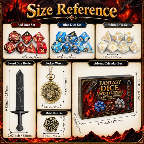 DND Dice Advent Calendar 2026 with Pocket Watch - RPG & Fantasy Gift Set