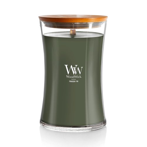 WoodWick Large Hourglass Candle Fraser Fir - Premium Soy Blend Wax Pluswick Innovation Wood Wick Made in USA
