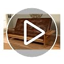 Queen Size Hardwood Futon Sofa Bed with Black Suede Mattress