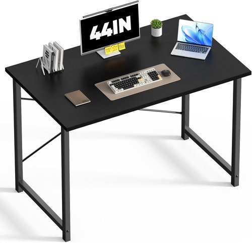 DUMOS Computer Desk - Modern 44-Inch Home Office Work Table with X-Shaped Reinforcement | Black