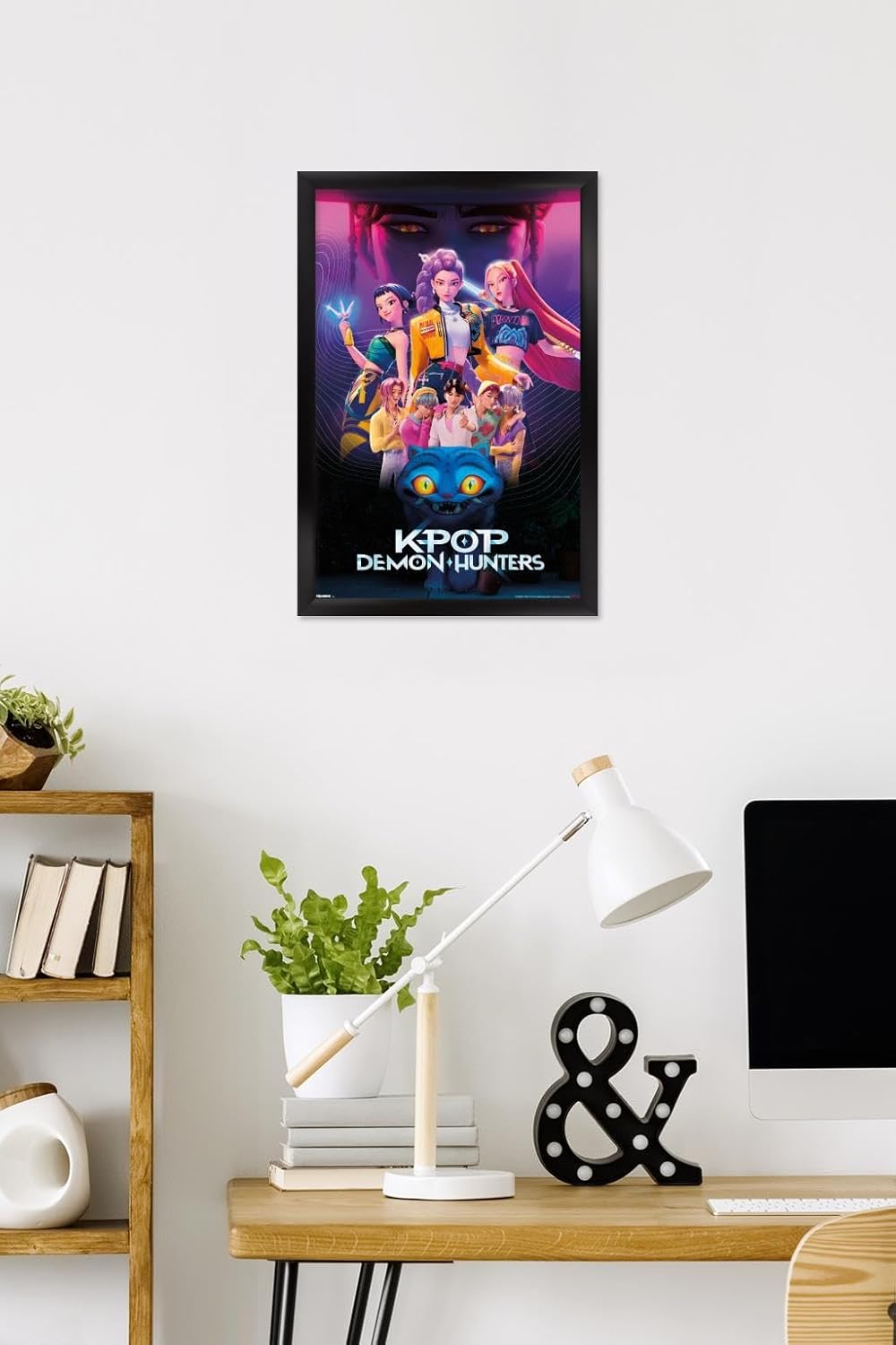 Netflix KPop Demon Hunters Wall Poster - Black Framed Group Art, 22.4L x 14.7W