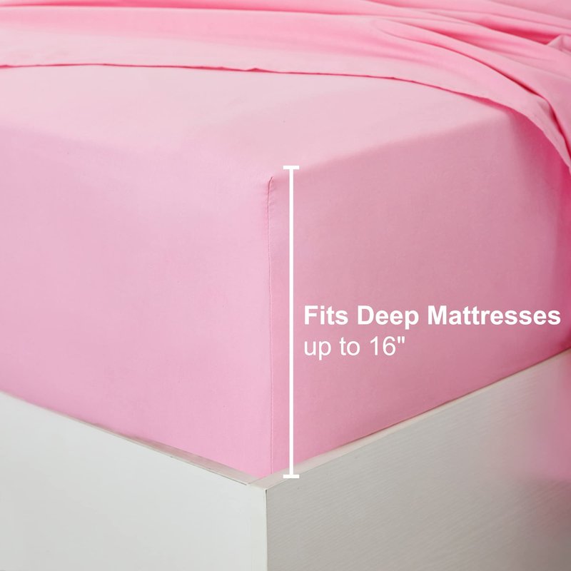 Best Season 400 Thread Count Cotton Queen Size Sheet Set (Pink Color) 4 Piece - 100% Long Staple Cotton Sheets Set, Soft Cotton Bed Sheets Sets with Deep Pocket fit Upto 16 inch