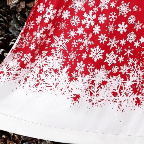 Garvee 52"W x 63"L Red Christmas Curtains with Snowflake & Tree Design (Pack of 2)