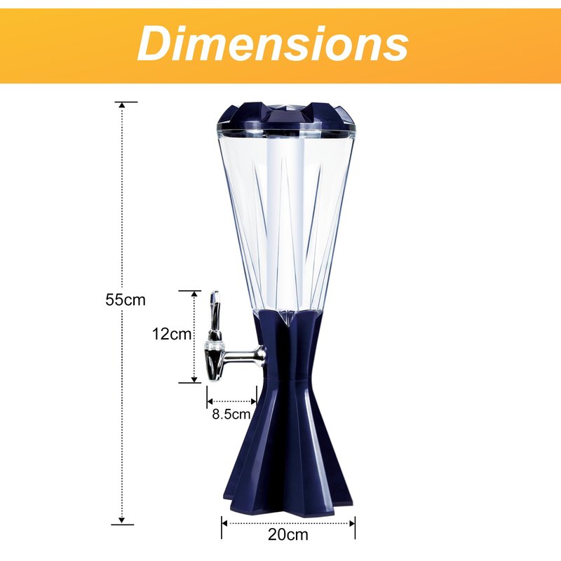 SERdeerCH 3L Beer Tower Drink Dispenser with Ice Tube & LED Light - Ideal for Home, Bar, Party