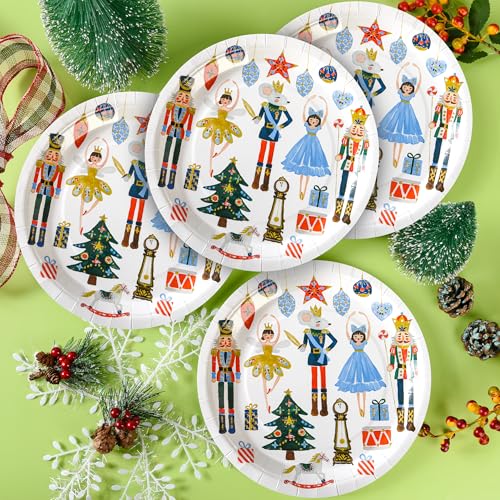 Elyxio Nutcracker Christmas Paper Plates 9in Set of 48 - Festive Holiday Tableware