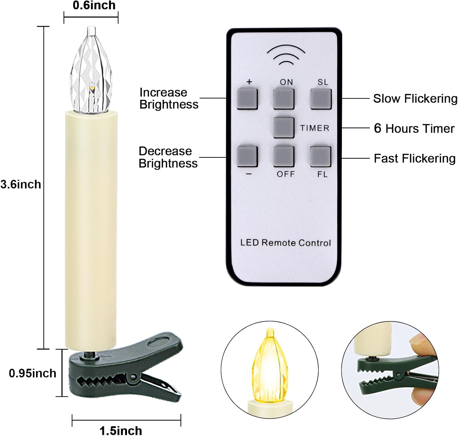 TECHLONG Flickering Christmas Tree Candle Lights - 20 PCS Battery Operated with Remote Timer | Flameless LED Decor
