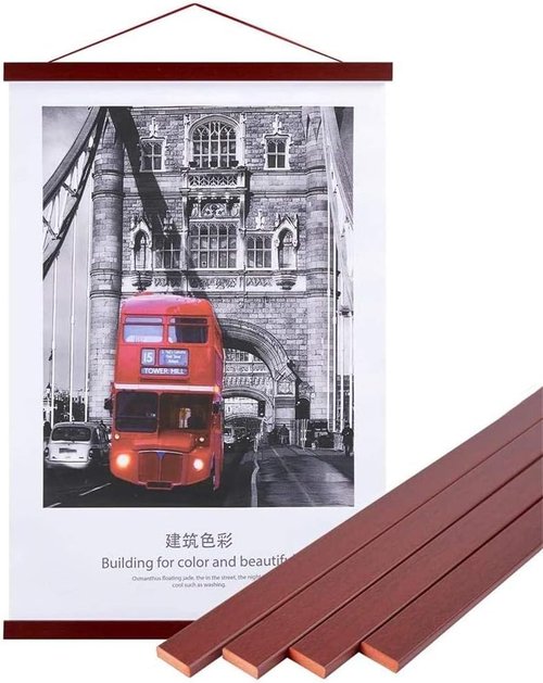 Benjia Magnetic Poster Hanger - Stylish Wooden Frame for 8x10, 8x20, 8x11 Prints | Mahogany Finish