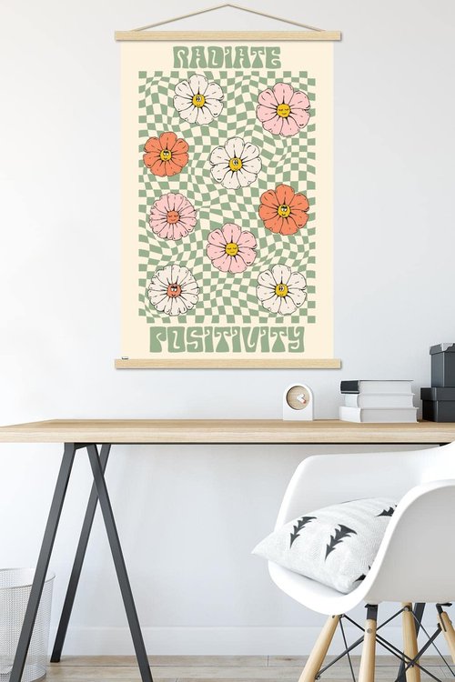 Trends International Radiate Positivity Wall Poster, 22.375" x 34", Premium Print and Beechwood Hanger Bundle