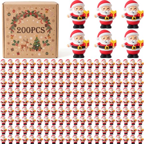 Chunful 200 Pcs Mini Santa Figurines with Gift Box - Christmas Decorations