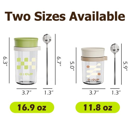 4 Pack Overnight Oats Jars,12oz Glass Canning Mason Jar with Airtight Lid and Spoon,Reusable Leakproof Overnight Oats Container for Chia Pudding,Cereal,Fruit,Milk,Salad,Yogurt Meal Prep(Green Yellow)