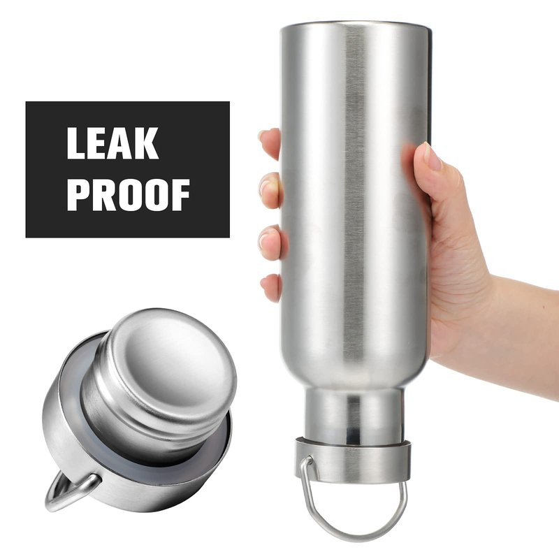 10 Pack Reusable Stainless Steel Water Bottle Bulk Double Wall Insulated Sports Water Bottle with Handle and Vacuum Seal Leakproof Lid for Sports Cyclists Hiking Gym Camping Gift(Silver,17 oz)