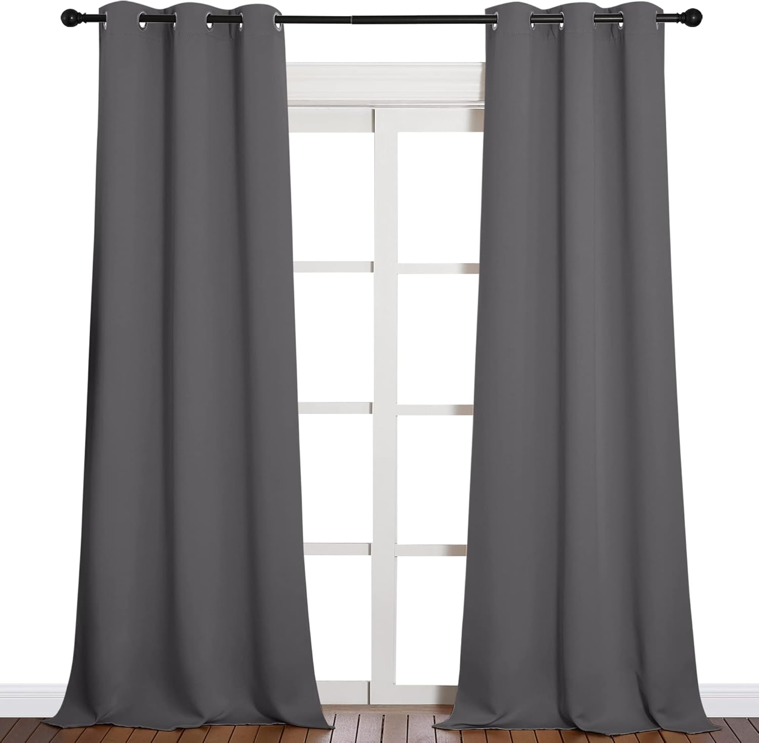 NICETOWN Thermal Insulated Blackout Curtains - Grommet Top Drapes for Hall | 2 Panels, 42x90 inches, Grey