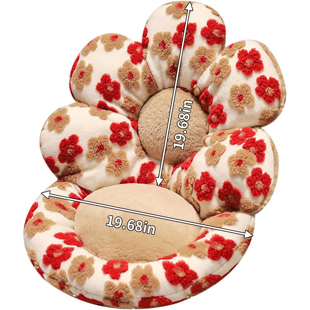 Gujuja Flower Chair Cushion with Backrest Comfortable Office Chair Pad Student Dormitory Seat Cushion for Sedentary Group Home Decor