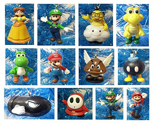 Super Mario Brothers Christmas Ornament Set - Shatterproof Holiday Decor, 2 Inches Tall