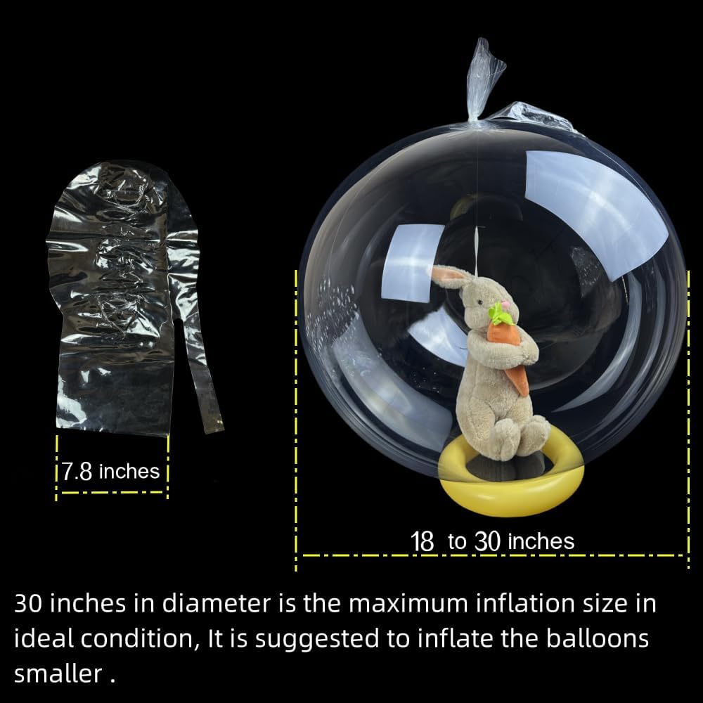 Skiennix Large Clear Balloons - Extra Wide Mouth Bubble BoBo Balloons | 10-Pack for Gifts & Decor