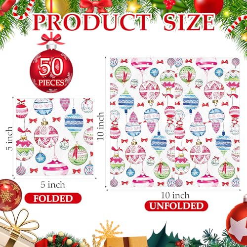 100 Pcs Christmas Napkins 12.5x12.5cm Vintage Hanging Ball Pattern 2-Ply ojustbeok