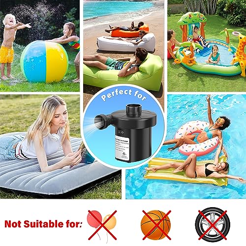 Electric Air Pump for Inflatables - 110V AC/12V DC, 50W with 3 Nozzles