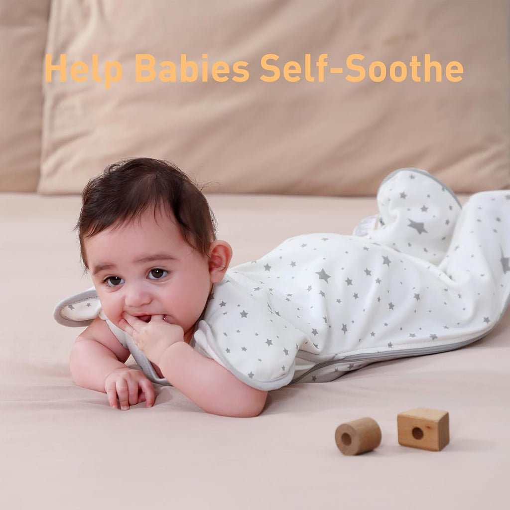 Skiennix Baby Sleep Sacks - 3-Way Transition Swaddle Blanket Set for Newborns (0-3 Months) - Soft Cotton, Arms Up Design