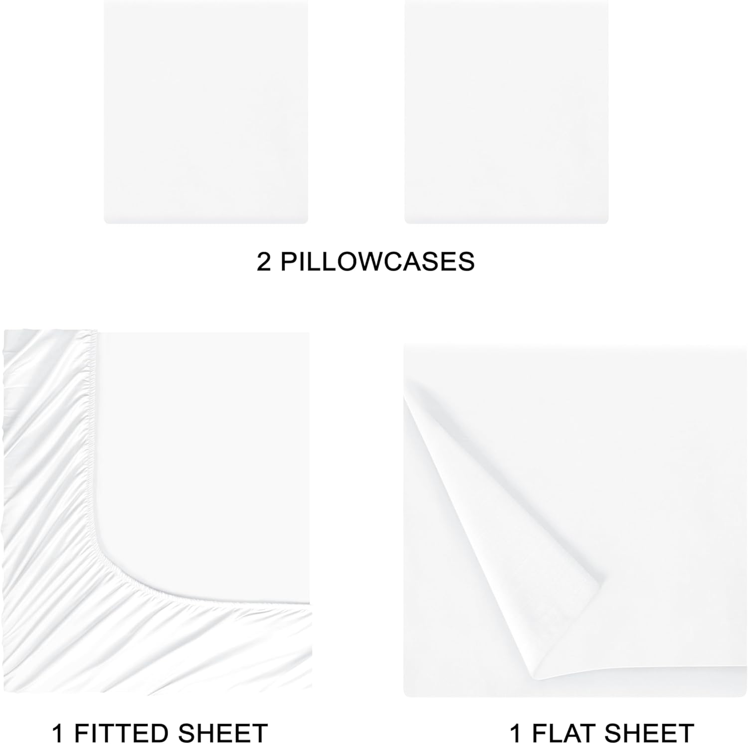 Queen Sheet Set - Ultra Soft Double Brushed Microfiber Bedding | 4-Piece Deep Pocket, Wrinkle-Free, Easy Care - White