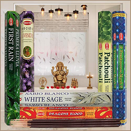 Natural Incense Sticks Variety Pack with Holder, 120 Count, 6 Scents