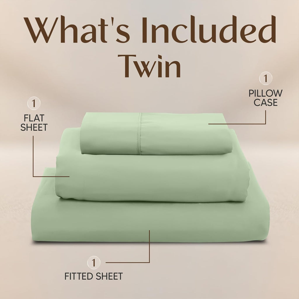 Utopia Bedding Twin Sheet Set - Soft & Breathable Microfiber | 3-Piece Bed Sheets in Sage