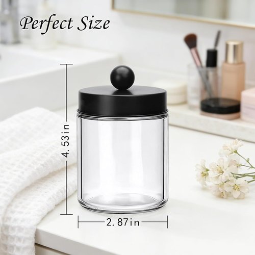 Accguan Apothecary Jars - Glass Bathroom Storage Canisters with Stainless Steel Lids | 6-Pack Set