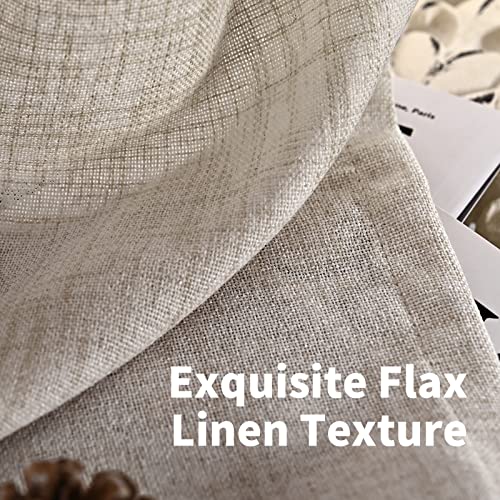 Beige Linen Light Filtering Semi Sheer Curtains - 52x72 Inch, 2 Panels