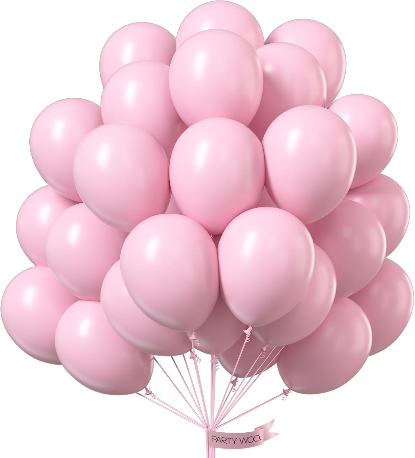 PartyWoo Light Pink Balloons - 100 Pcs 10 Inch Pastel Latex Helium Balloons for Baby Showers & Parties