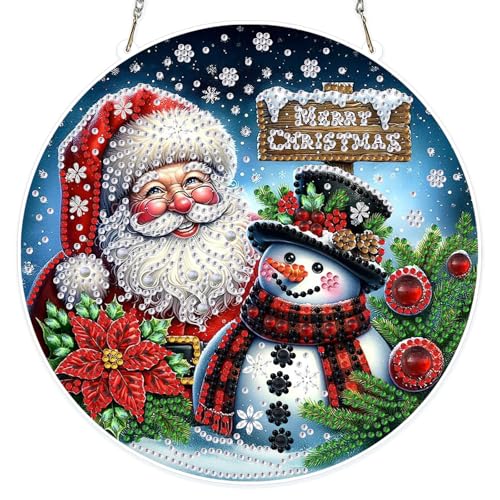 MOGTAA Christmas Snowman 5D Diamond Art Hanging Kit – Suncatcher Pendant (Christmas Snowman3)