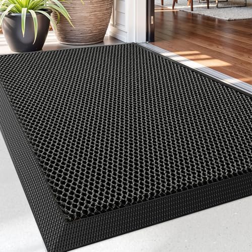 Heavy Duty Outdoor Door Mat 24x36 - Non-Slip Waterproof Entryway Floor Mat