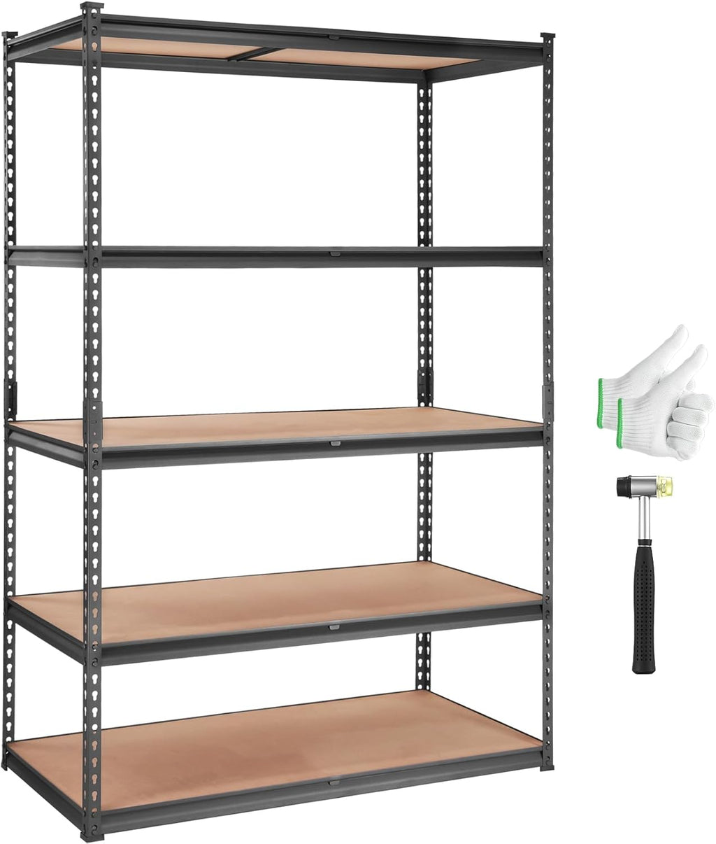 VEVOR Heavy-Duty Storage Shelving Unit - 5-Tier Adjustable Metal Shelves | 48" L x 24" W x 72" H