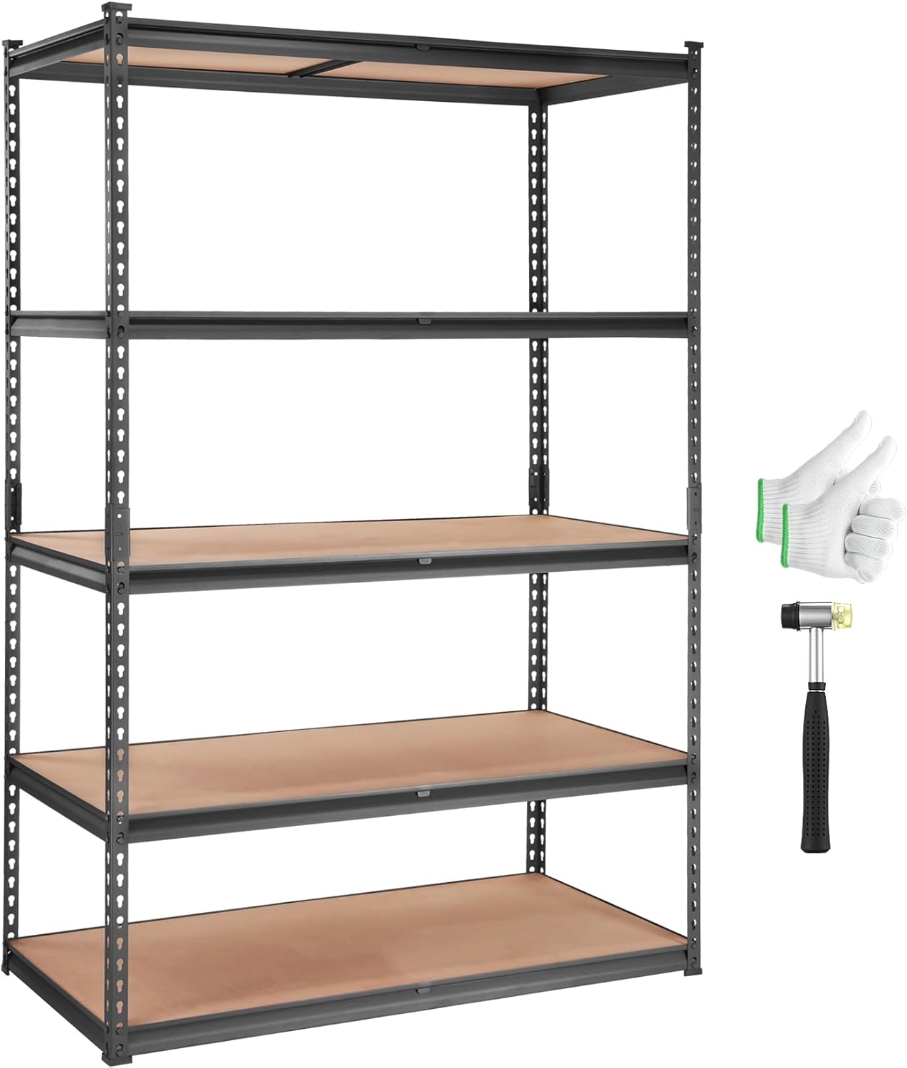 VEVOR Heavy-Duty Storage Shelving Unit - 5-Tier Adjustable Metal Shelves | 48" L x 24" W x 72" H