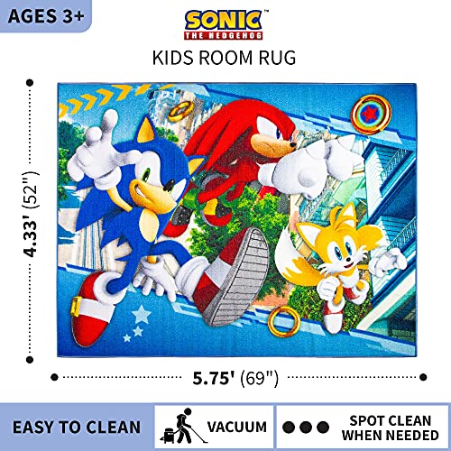 Sonic the Hedgehog Kids Area Rug, Non-Slip Playroom Mat, 69 x 52 Inches