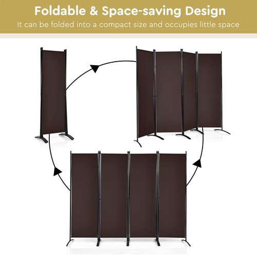 Giantex 4 Panel Room Divider - Folding Privacy Screen for Room Partition, 5.6 Ft Foldable Separator Wall, Brown