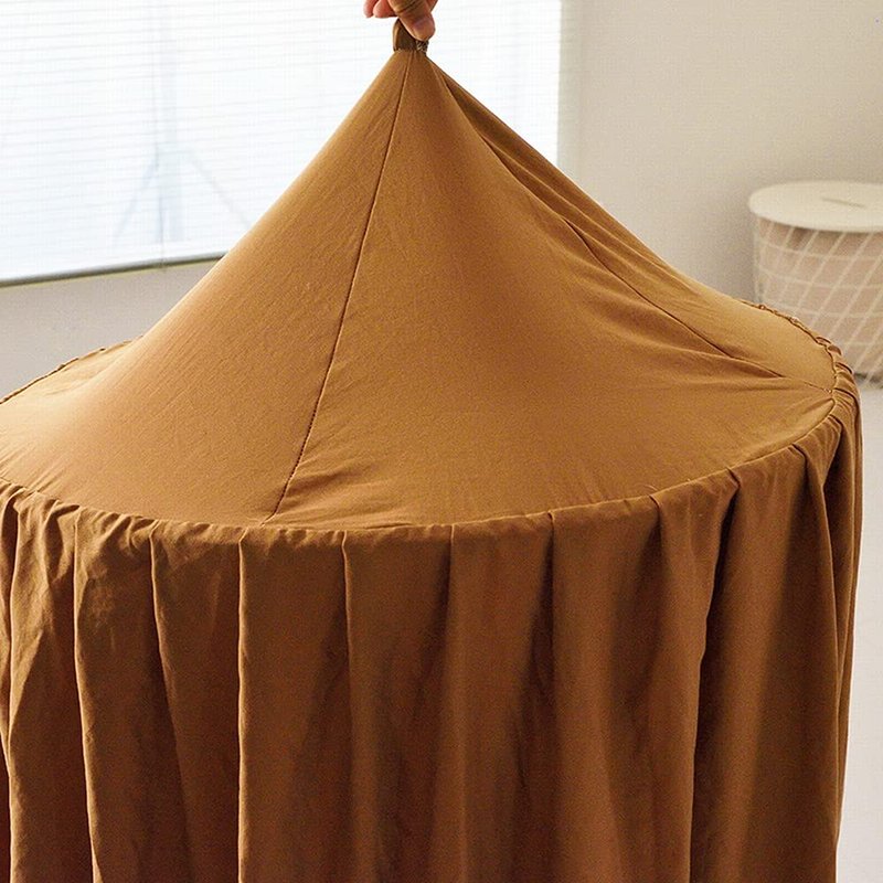 KingKara Crib Bed Canopy for Kids Girls, Round Dome Netting Mosquito Net Canopy Bed Curtain for Play Room Baby Bed Indoor Outdoor Princess Castle Hanging House Decoration (Coffee)