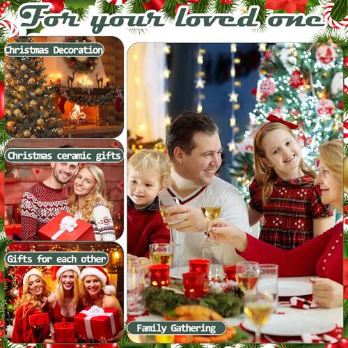SiliFine 12 Pcs Christmas Tree Ceramic Bowls Gift Favors for Guests