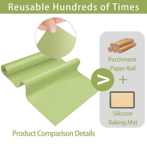 Silicone Baking Mat Roll, 12 IN x 6 FT, Non-Stick, Reusable, Heat-Resistant Baking Sheet for Oven, Air Fryer, Pastry, Dough, Bread, Non-Slip Kitchen Counter Mat