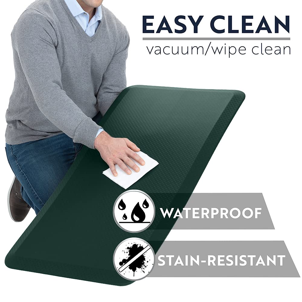 KANGAROO Anti Fatigue Mats for Kitchen Floor, 58x20, Reduce Foot, Knee, Back Pressure, 3/4 Inch Thick Cushioned Ergonomic Mat, Waterproof Comfort Rug for Under Sink, Standing Desk, Stores, HunterGreen