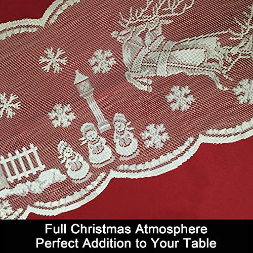 Joysail 72 Inch Lace Christmas Table Runner with Santa Reindeer Snowflake Design