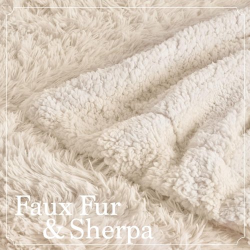 Connecticut Home Co Throw Blanket - Soft Fluffy Cozy Decor | 65x50 Cream Sherpa for Bed & Couch