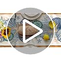 Coastal Sea Shell and Starfish Table Runner, 13x72 Inch Ocean Dining Decor