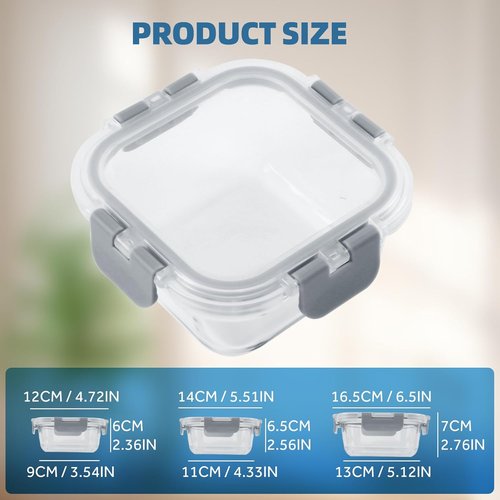 BYLWORKOUT Glass Storage Containers - 24 Piece Leak Proof Set for Meal Prep | Dishwasher Safe (Grey)